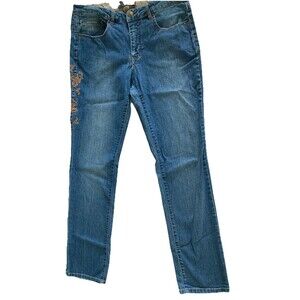 Beau Jeans Women’s Size 12 Embellished Straight Leg Jeans Stretch Mid Rise Good